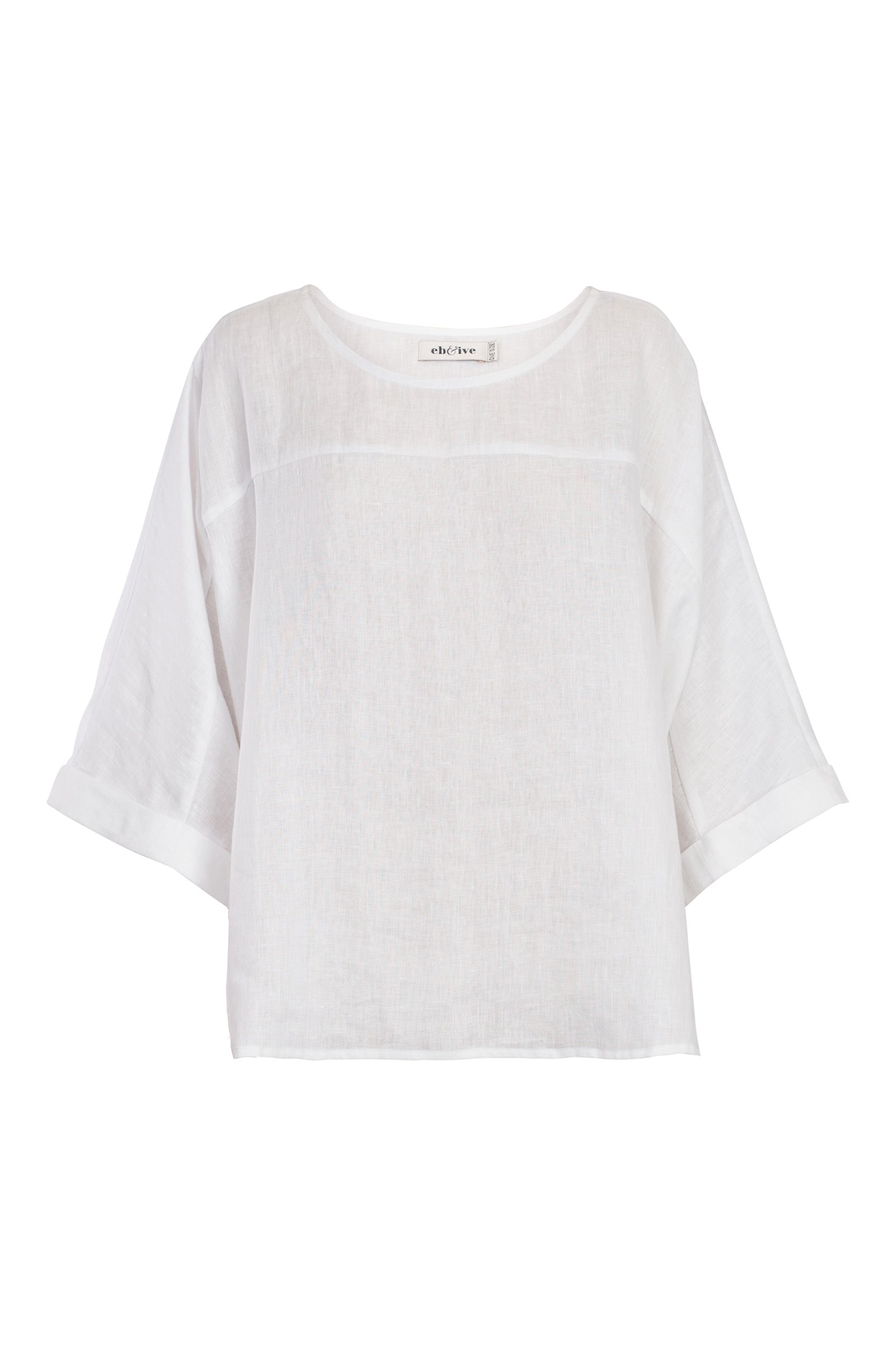 Eb&Ive Studio linen relaxed Khaki top three-quarter length sleeve relaxed fit evening work wear Khaki Linen Blouse long sleeve Oversized Black Linen Top