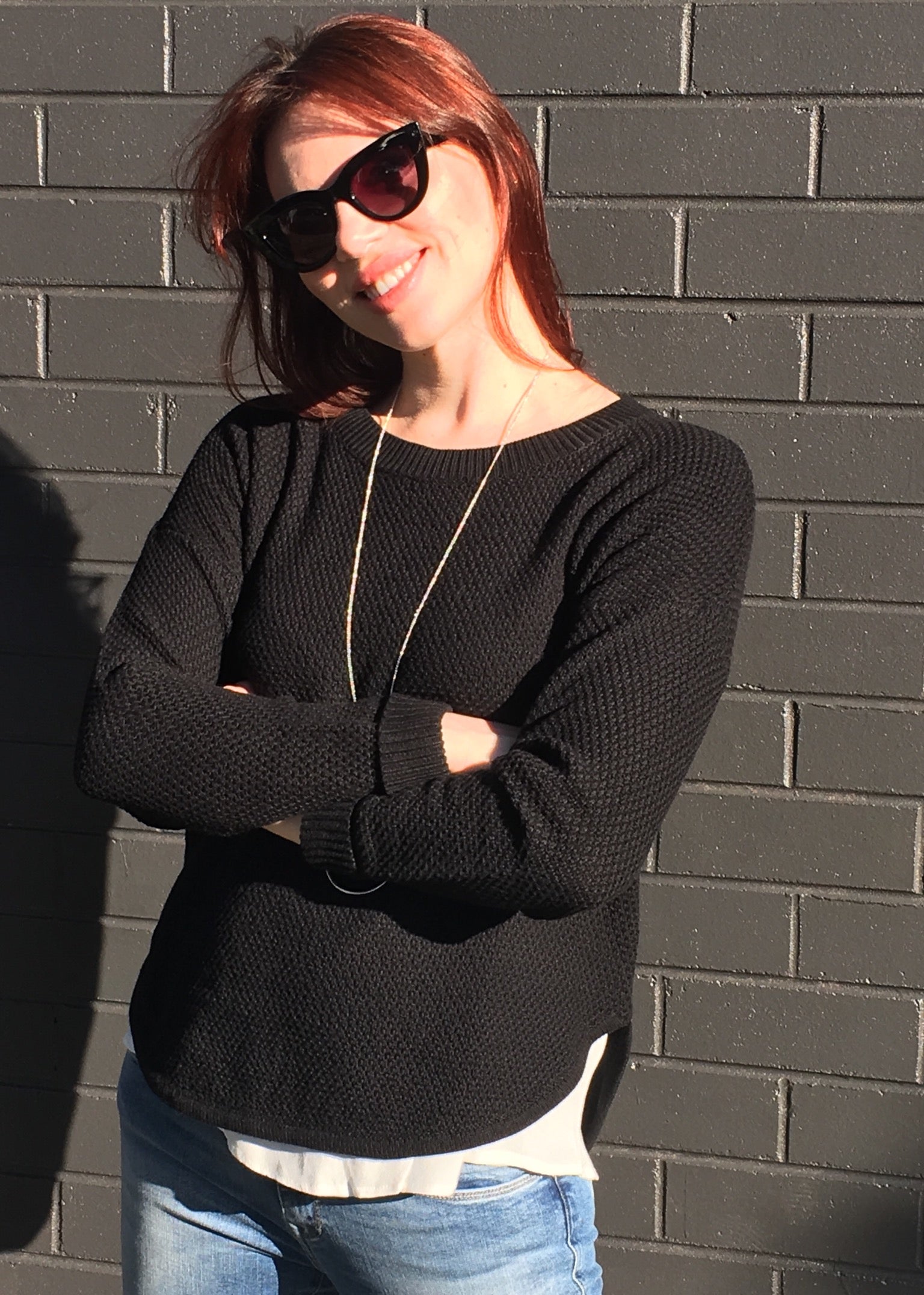 Zip Back Cotton Knit Black-Knits / Jumpers-Silence & Noise-fox-and-scout.myshopify.com