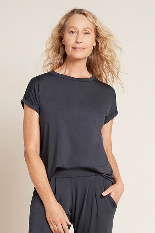 Bamboo Downtime Roll Sleeve Lounge Top - Storm