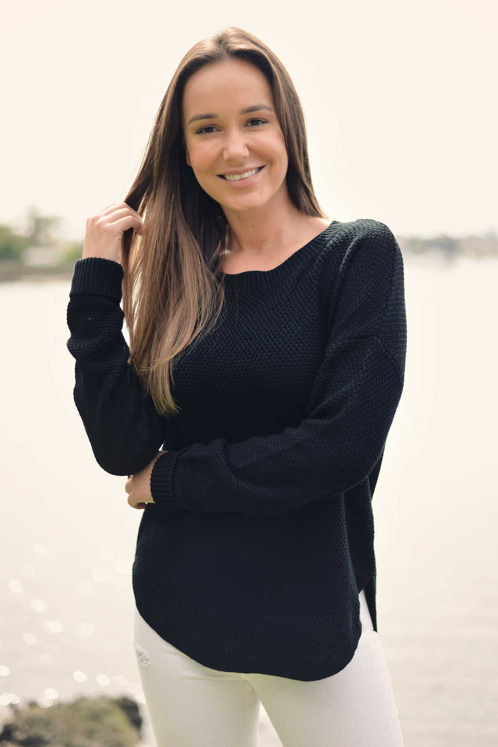 Zip Back Cotton Knit Ink Navy-Knits / Jumpers-Silence & Noise-fox-and-scout.myshopify.com