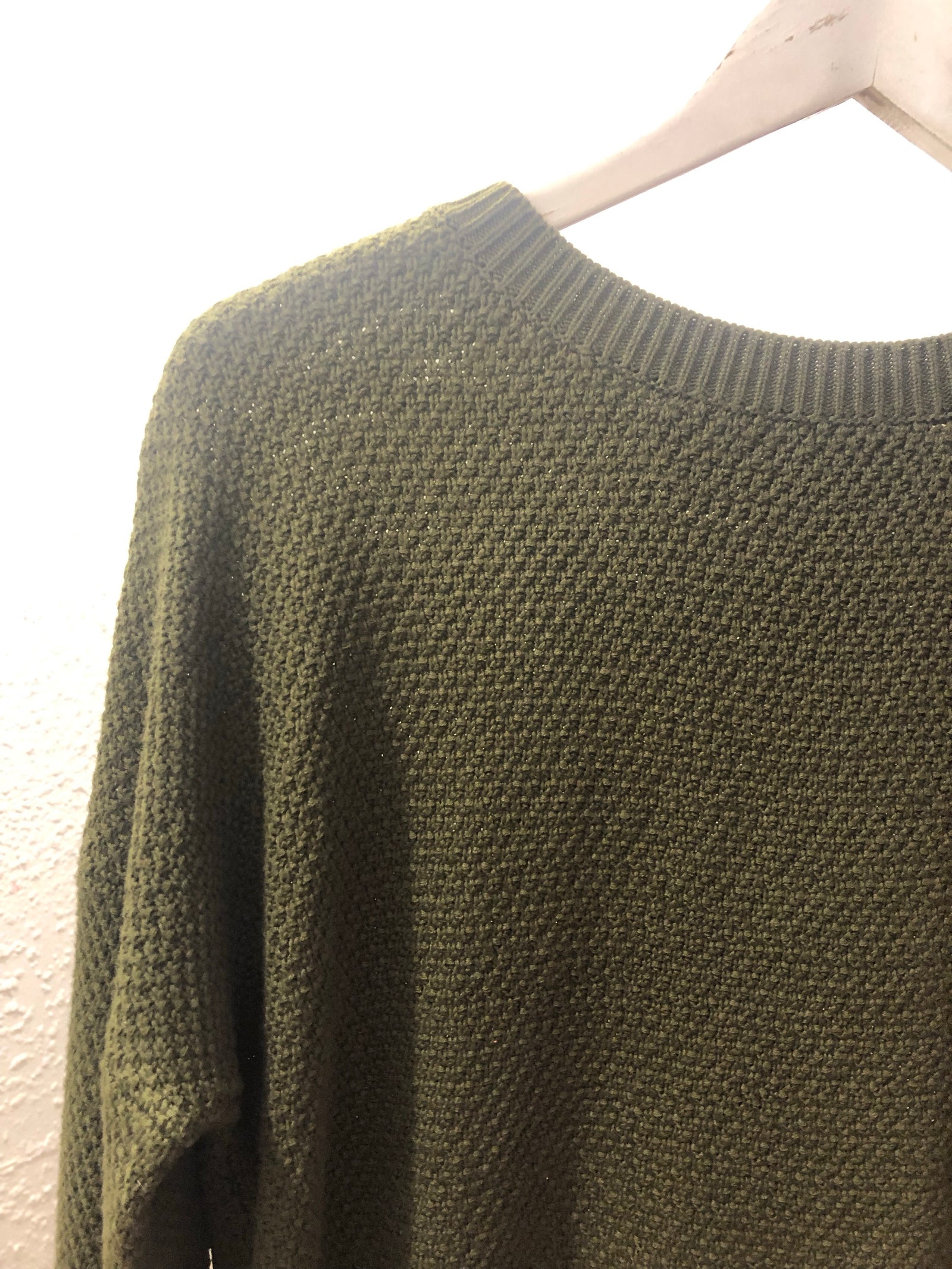 Zip Back Cotton Knit Jumper - Khaki