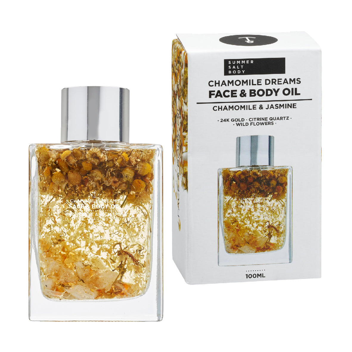 SALE - Face + Body Oil - 100ml - Gold Flakes, Chamomile Dreams