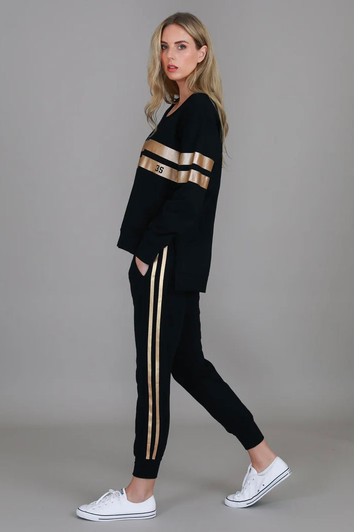 Theresa Two-Stipe Sweatshirt - Black Gold