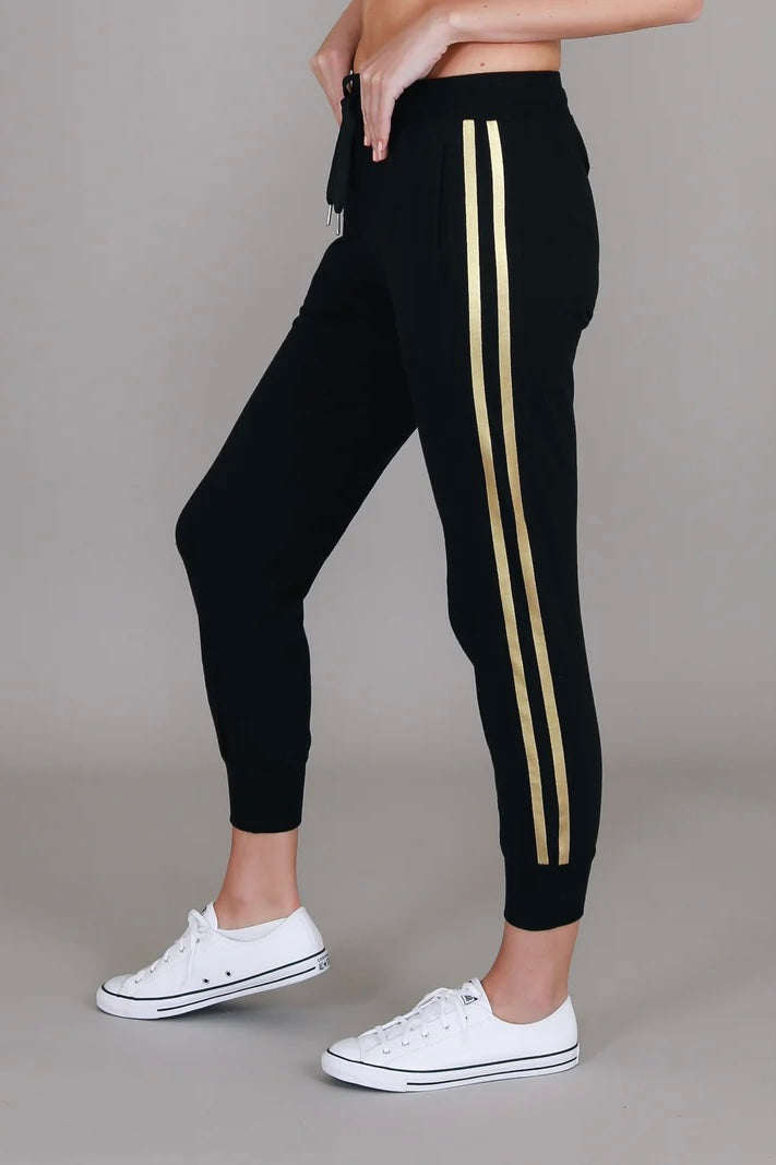 Gaby Superstar Stripe Jogger - Black Gold