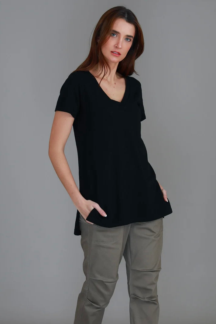 Frankie V Neck Tee - Black
