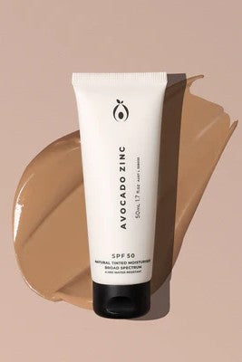 Avocado Zinc Tinted Moisturiser SPF50 All natural sun screen zinc Australian made skincare Nourish Medium Dark