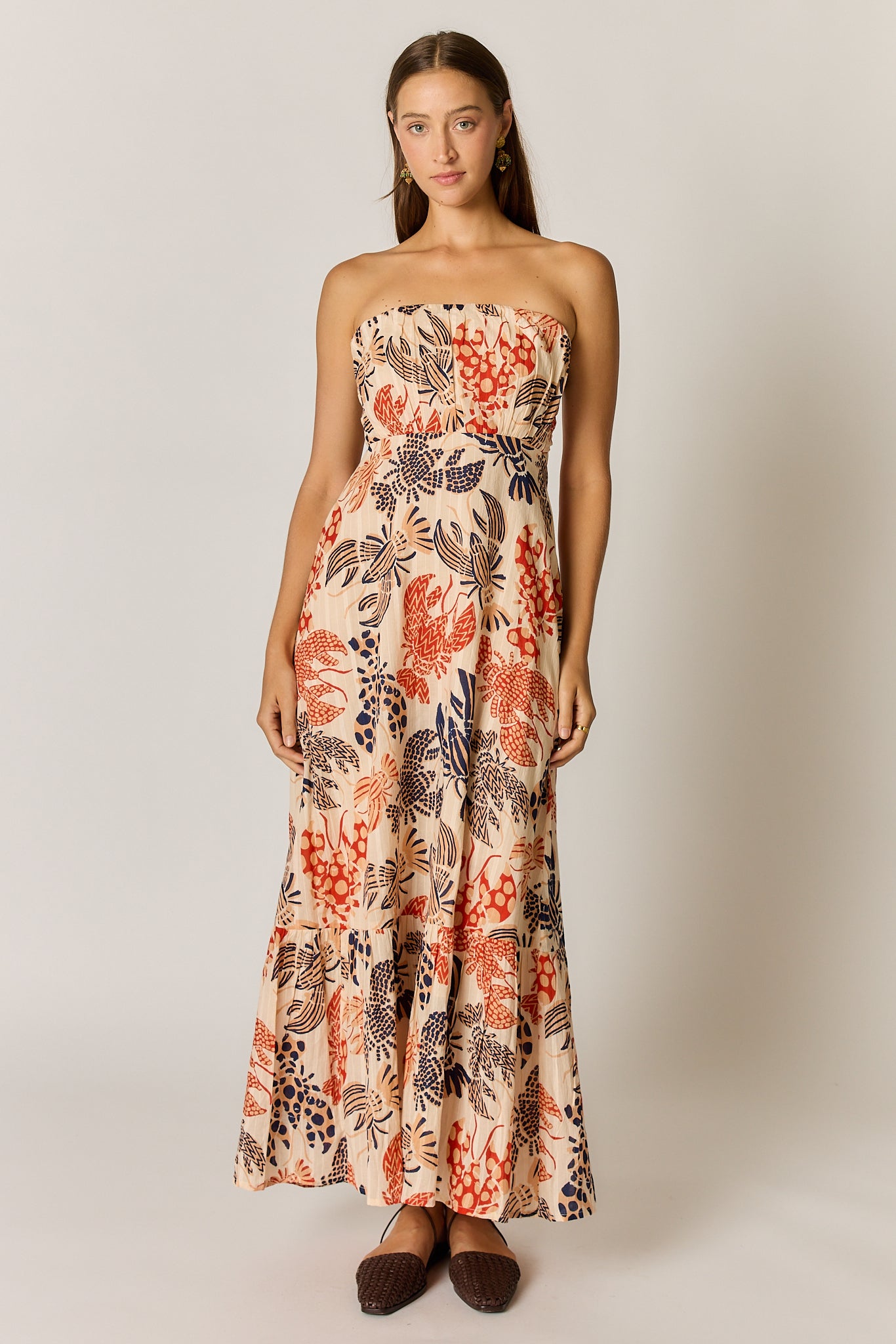 Under The Sea Strapless Maxi - Blue Red