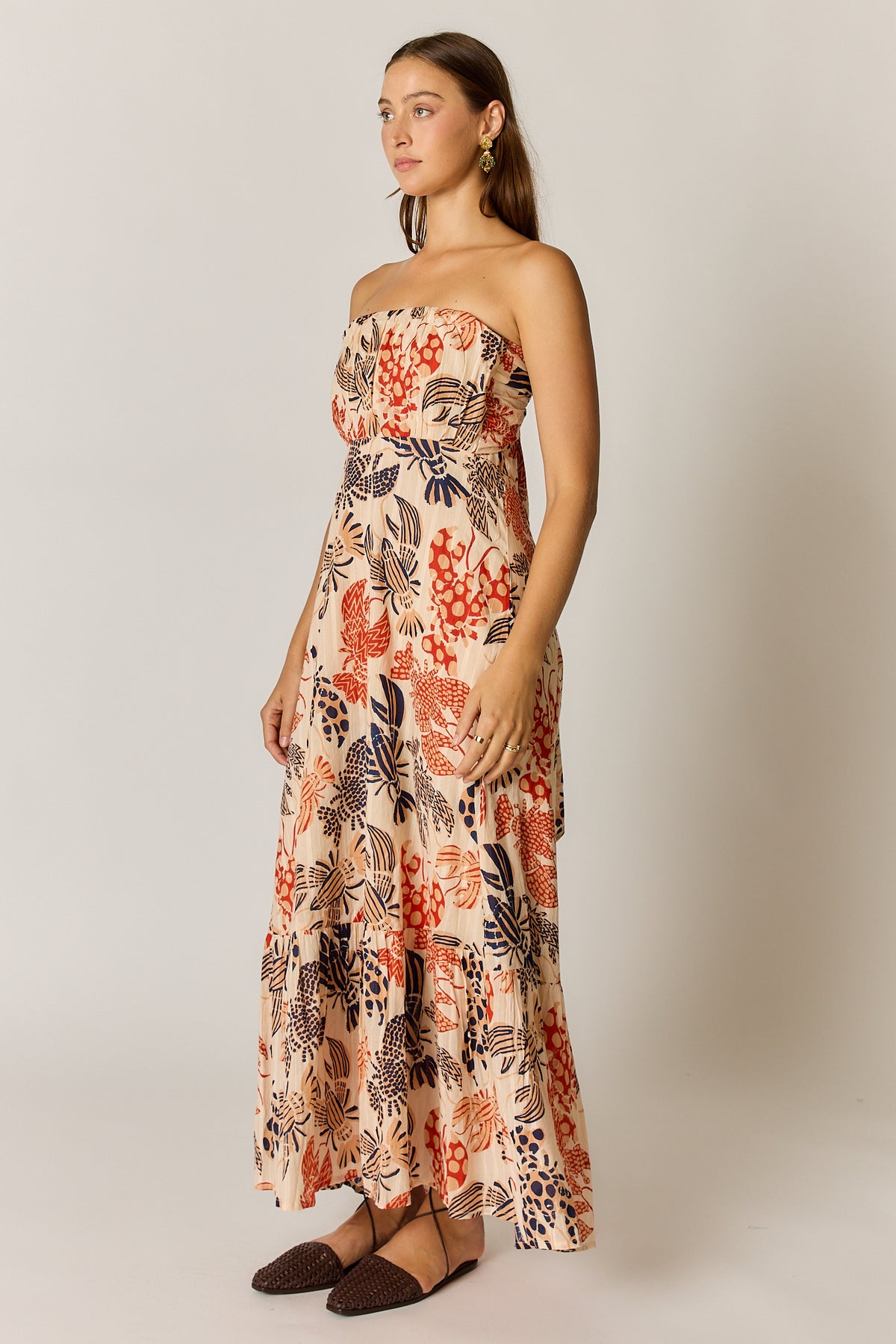 Under The Sea Strapless Maxi - Blue Red