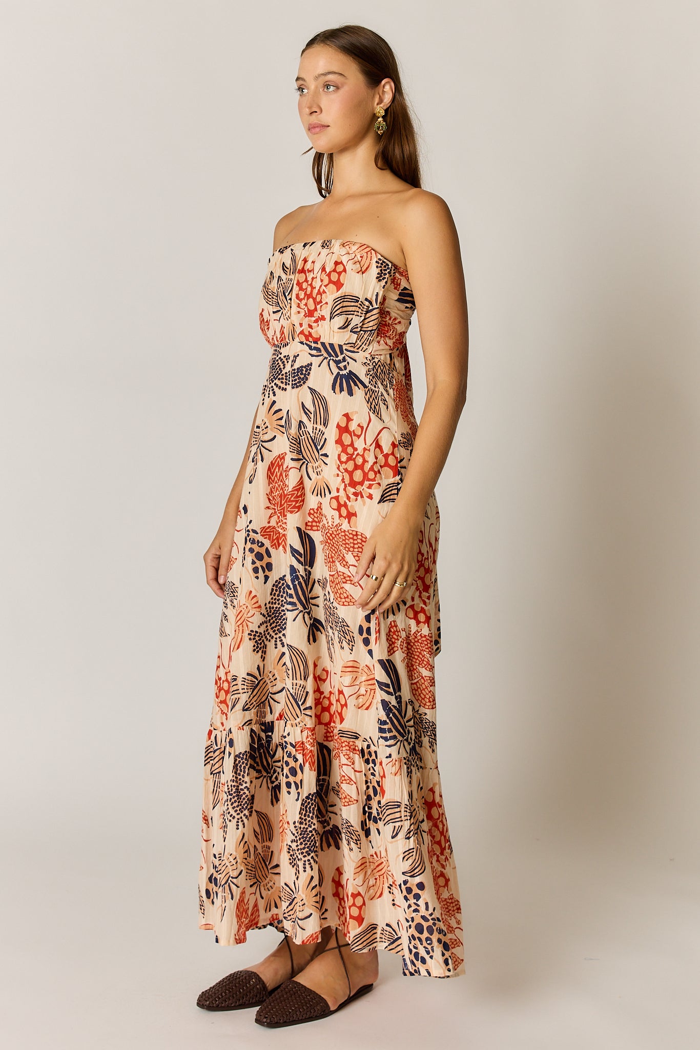 Under The Sea Strapless Maxi - Blue Red