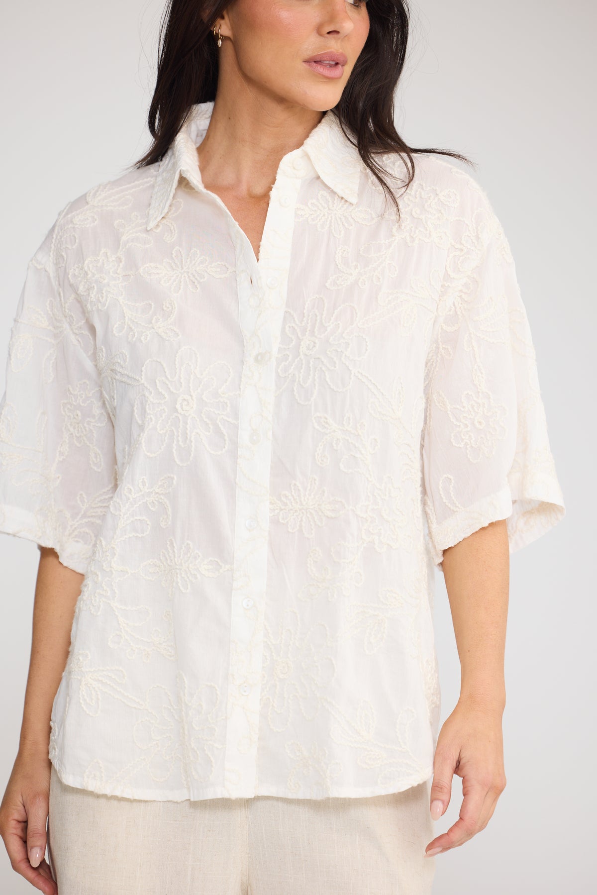 Playa Shirt - Cream Chenille