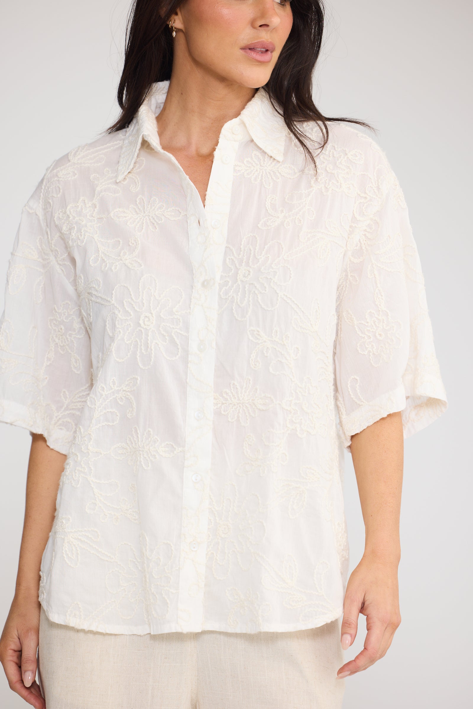 Playa Shirt - Cream Chenille