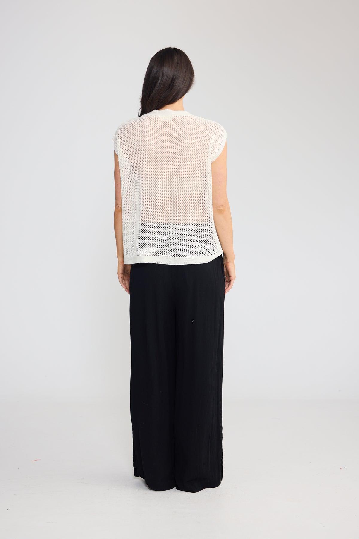 Cedar Sunkissed Knit Top - White + Black Cotton Knit