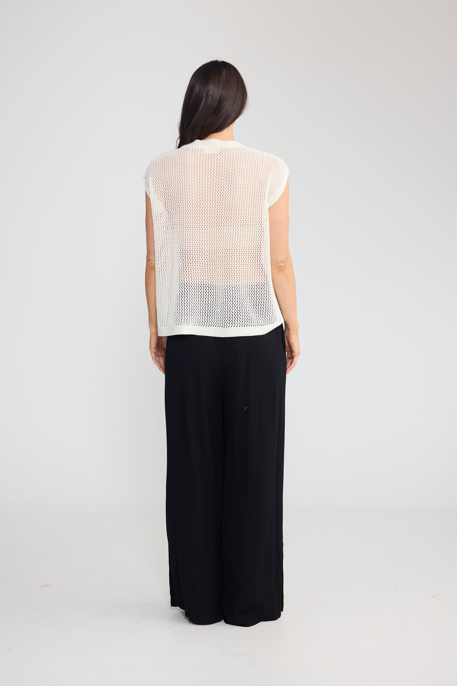 Cedar Sunkissed Knit Top - White + Black Cotton Knit