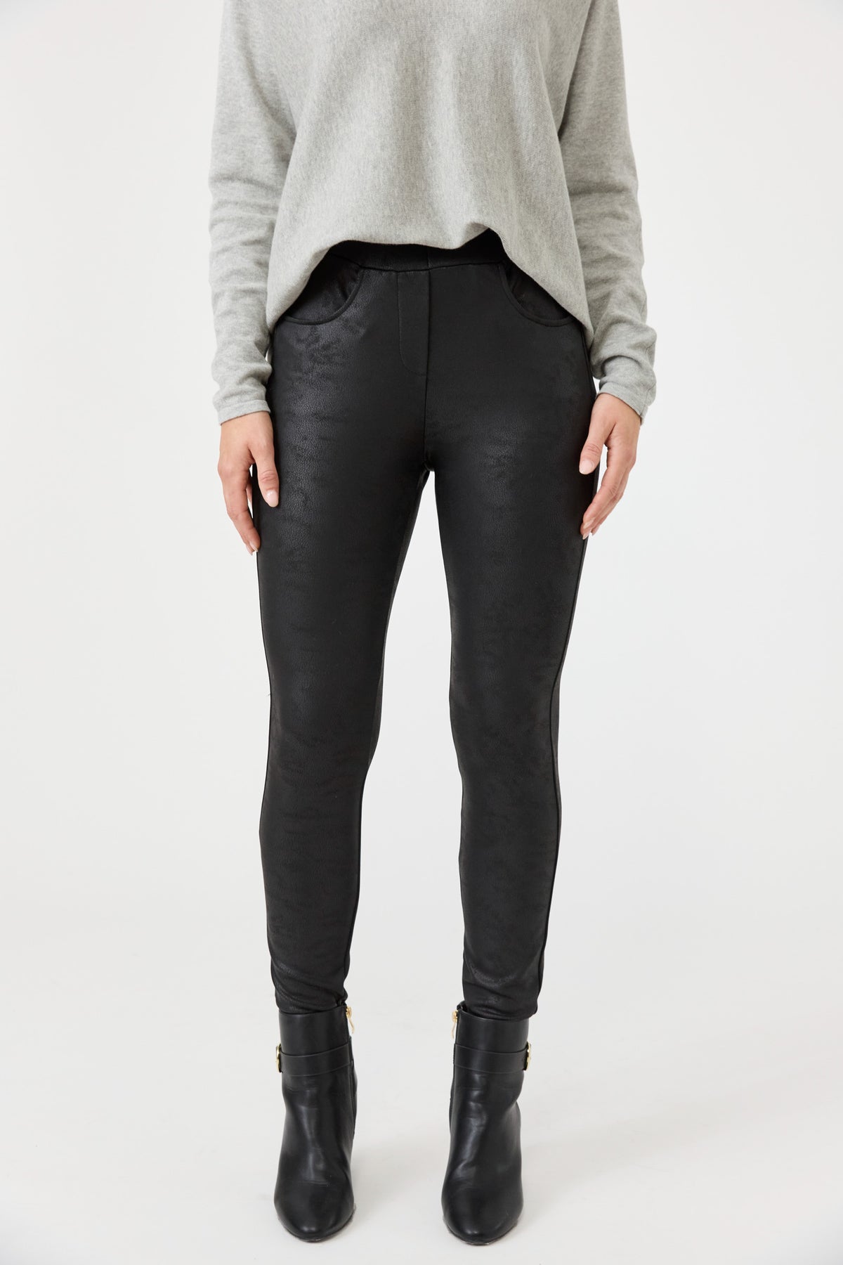 Eb&amp;Ive lazy days legging  faux leather tights. Warm winter tights  stretch straight skinny leg pants black vegan 
