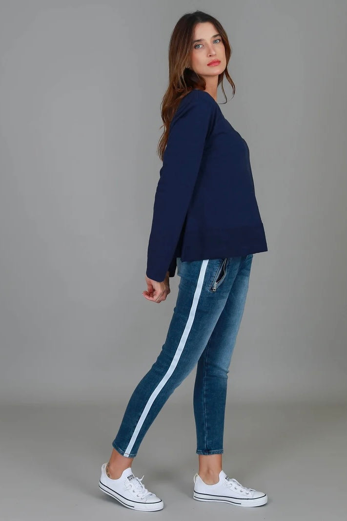 Sonya Long Sleeve T Shirt - Navy
