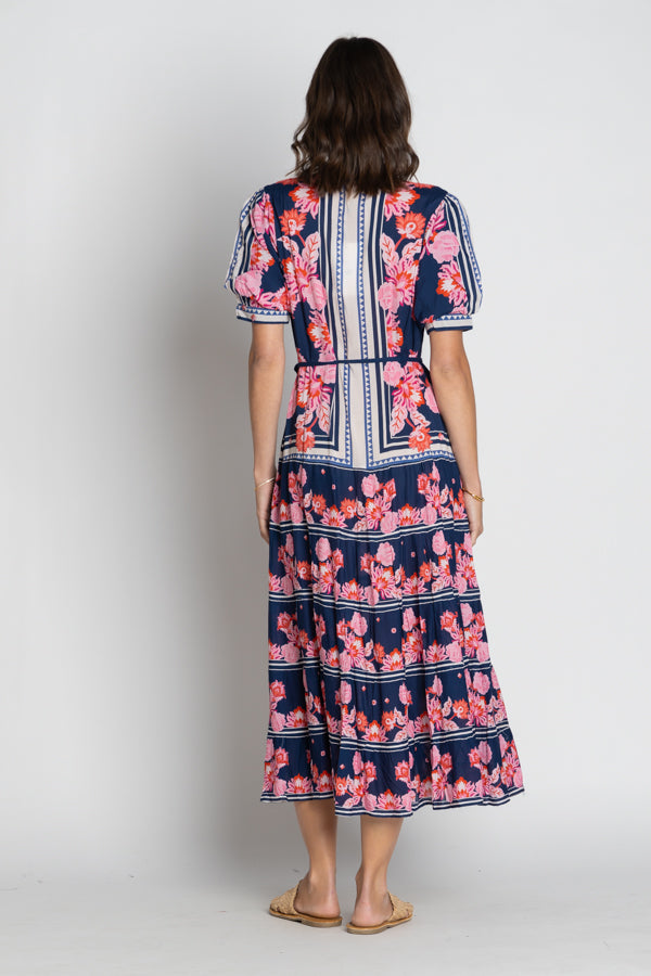 Lula Soul Ladera Navy and pink floral print maxi dress summer holiday resort dress 
