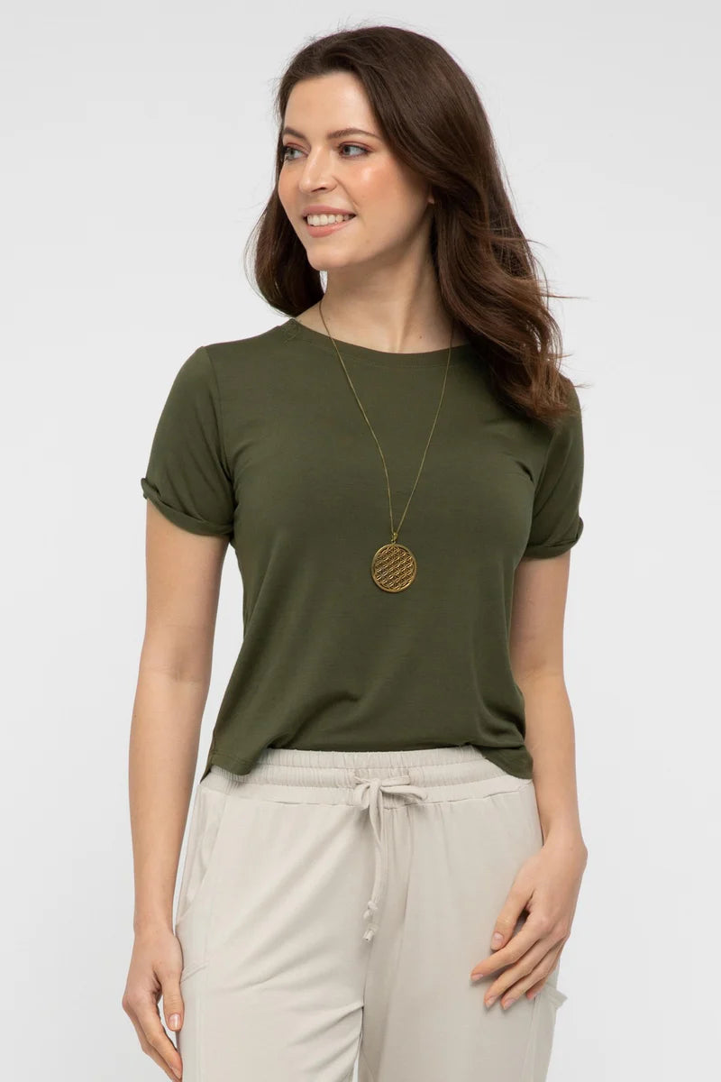 Shorter Bamboo Tee  - Dark Olive