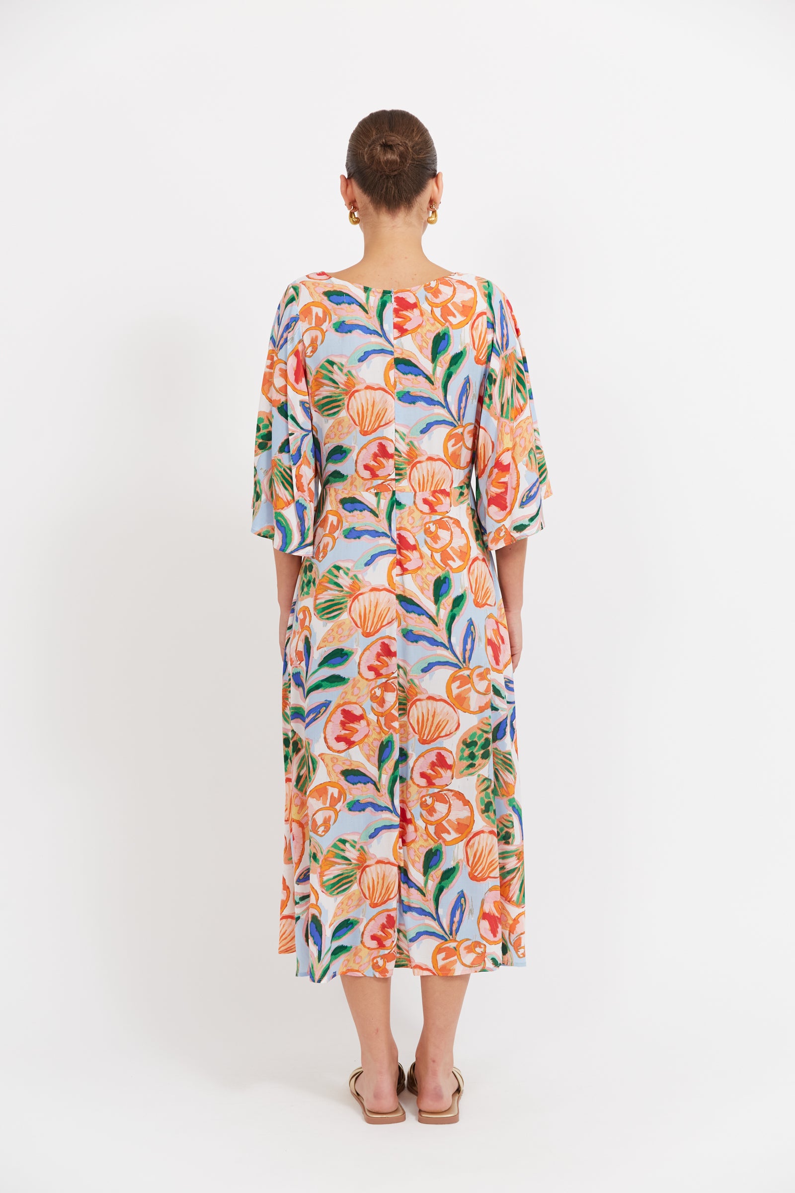 Baja Tie Midi Dress - Tide Print