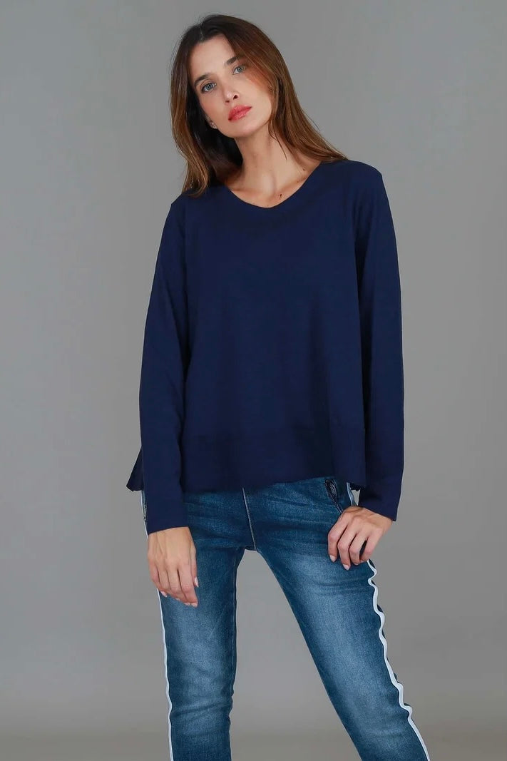 Sonya Long Sleeve T Shirt - Navy