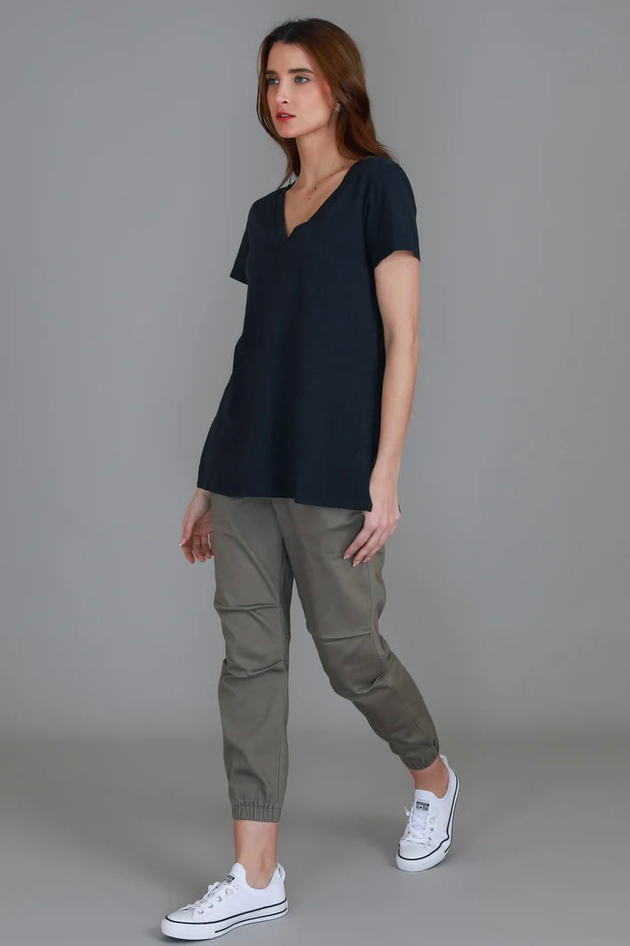 Frankie V Neck Tee - Ink