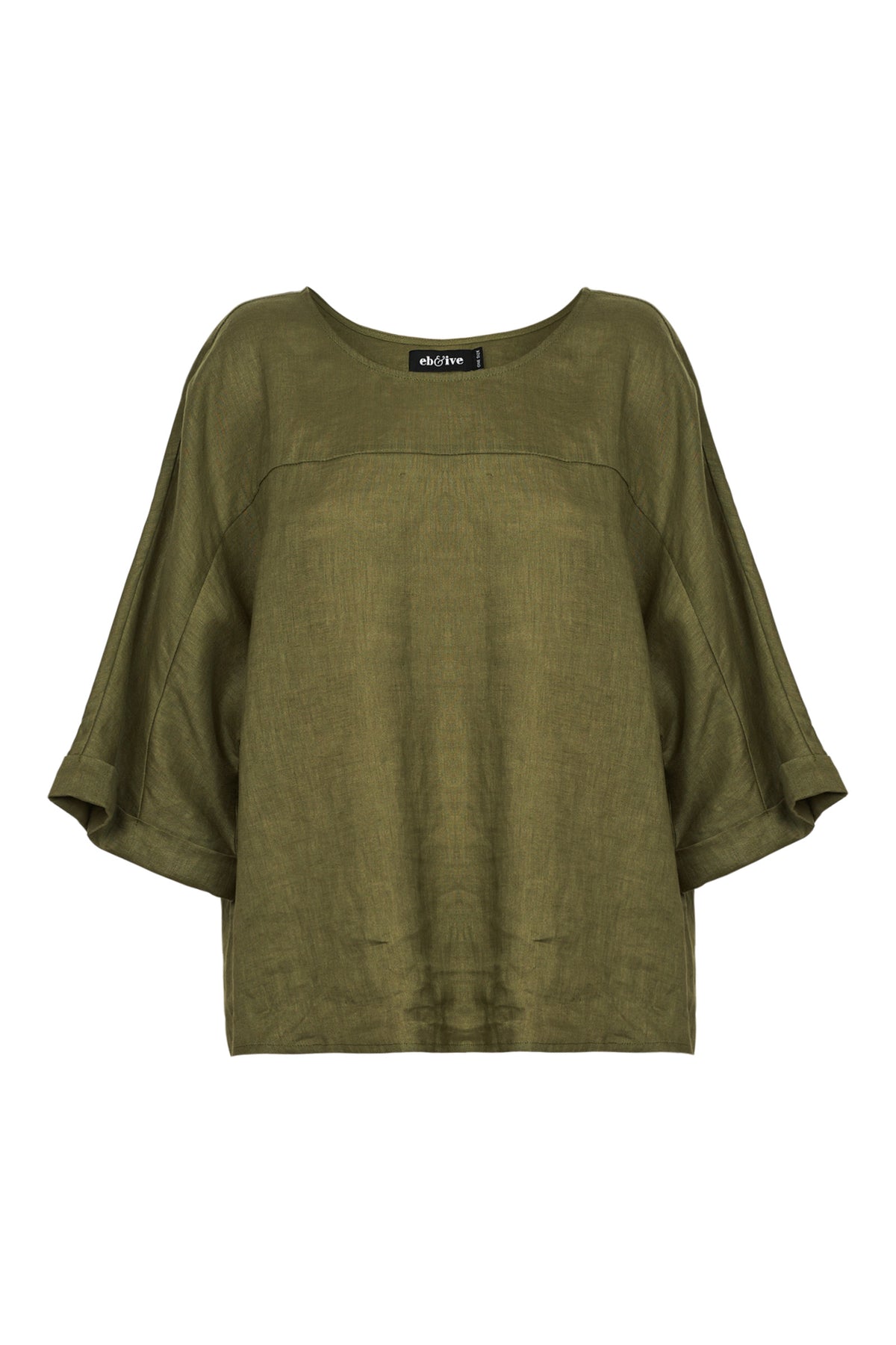 Studio Linen Relaxed Top - Khaki