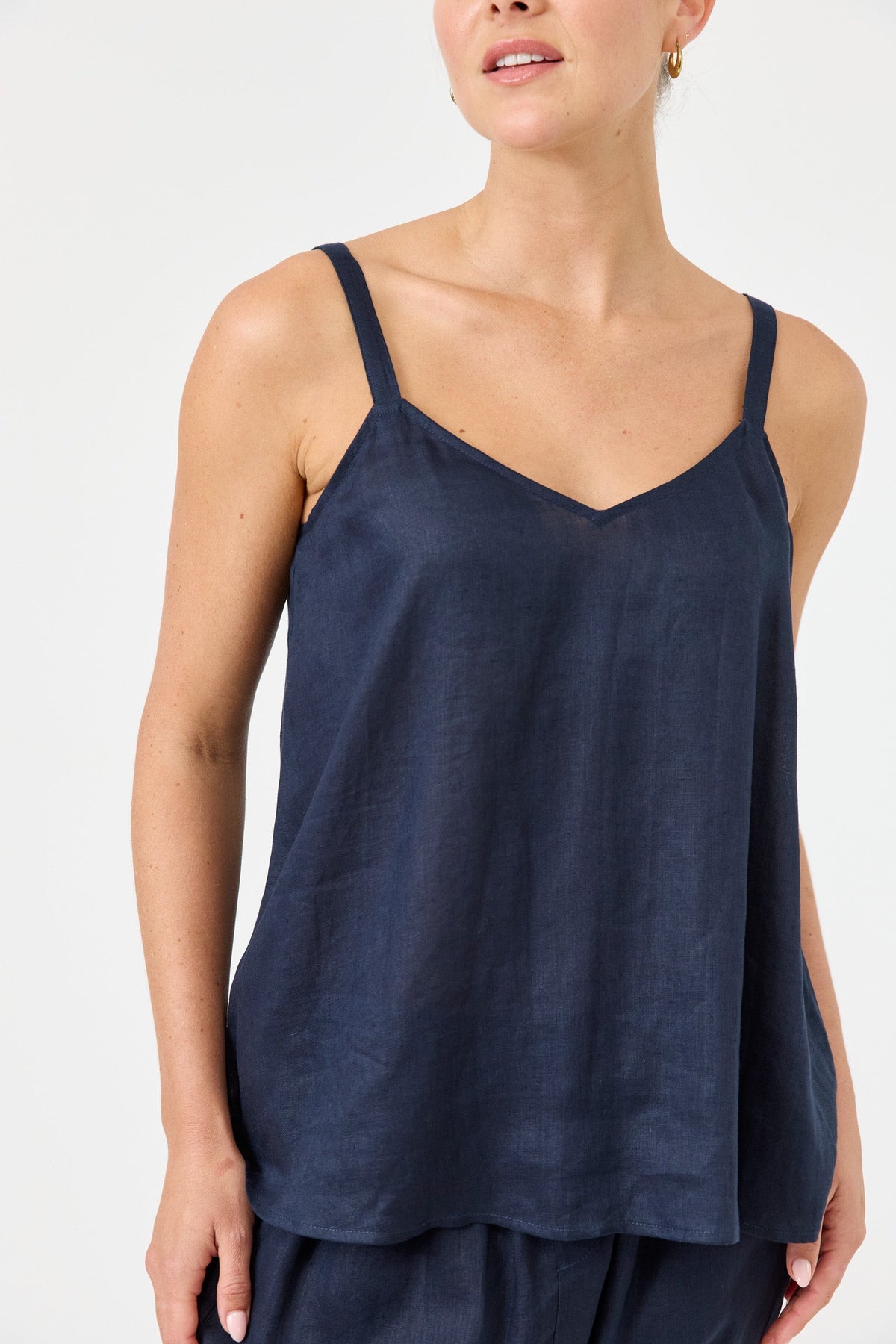 Studio Linen Tank -  Navy