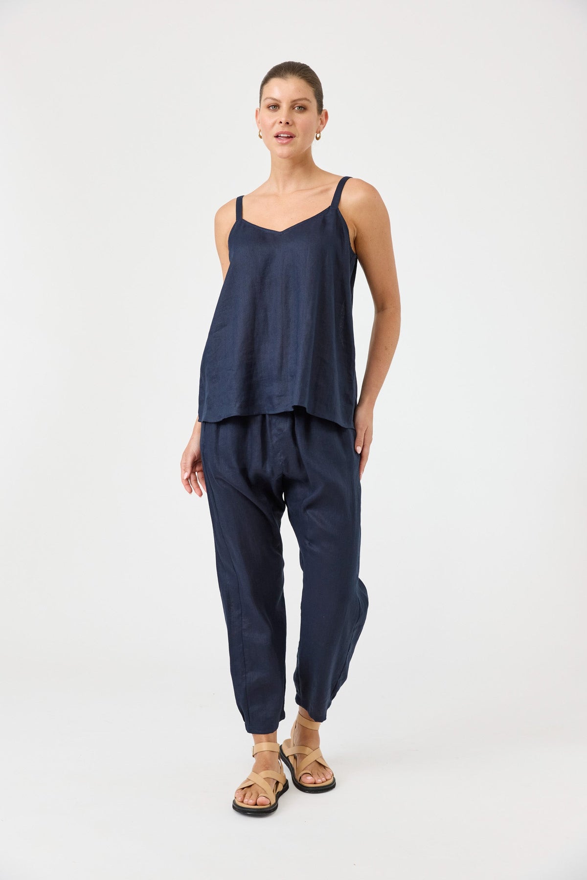 Studio Linen Tank -  Navy