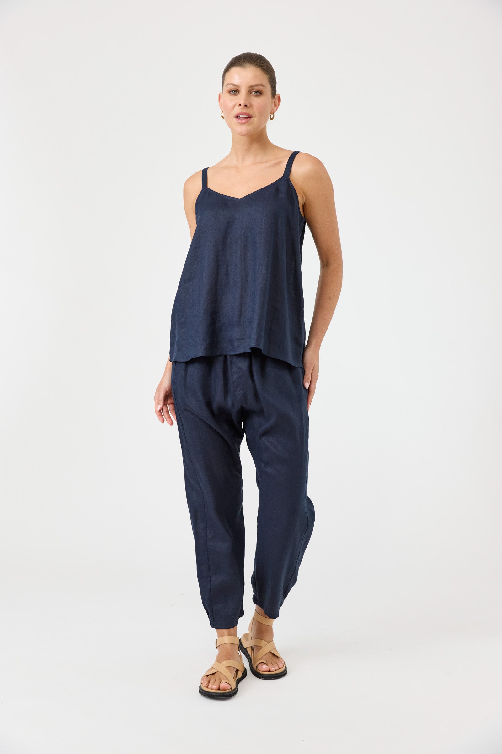 Studio Linen Tank -  Navy
