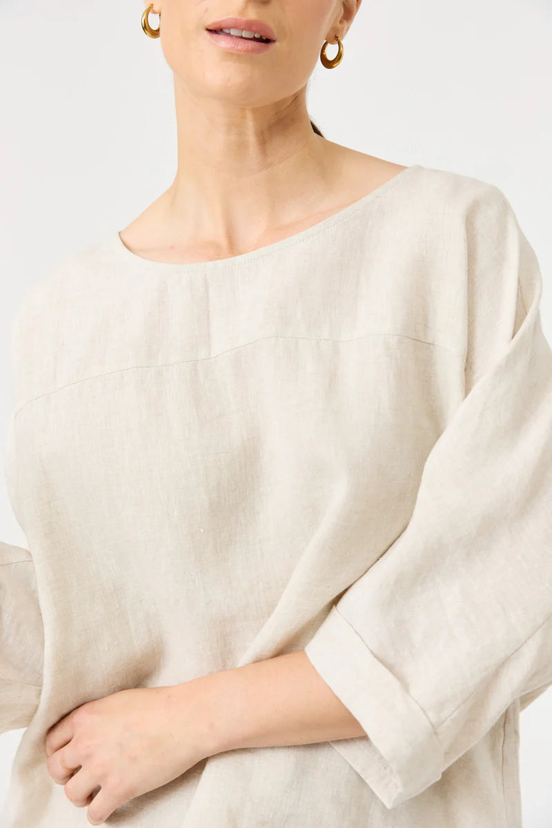 Studio Linen Relaxed Top - Tusk