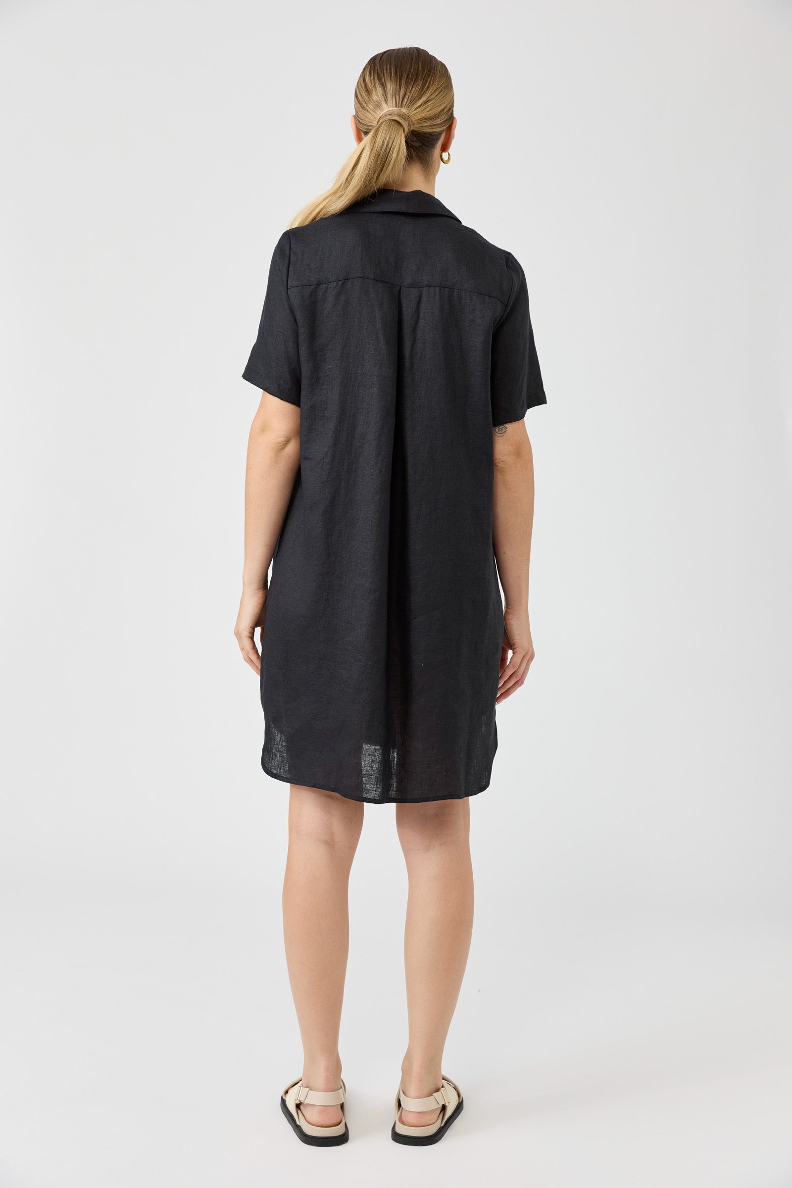 Eb&Ive Studio Linen Short Shirt Dress Black