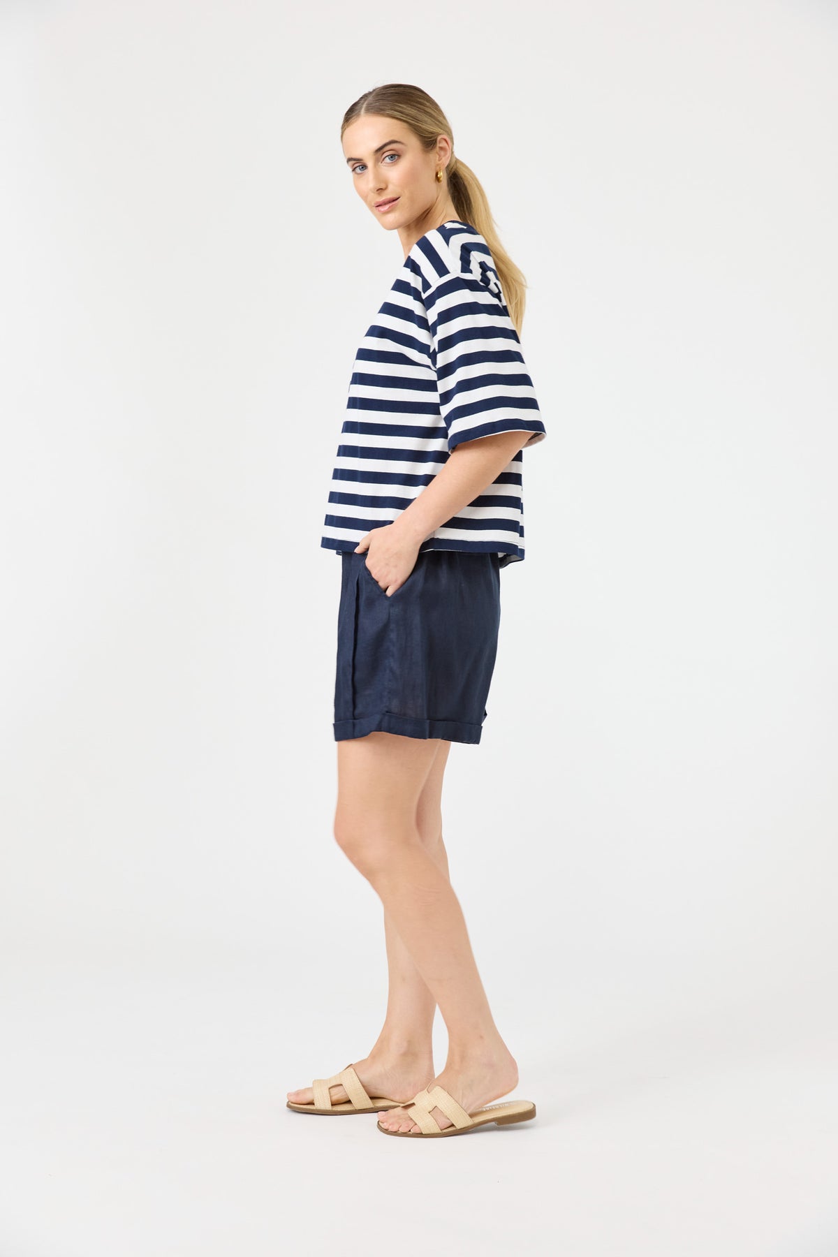 Studio Stripe T-shirt - Navy