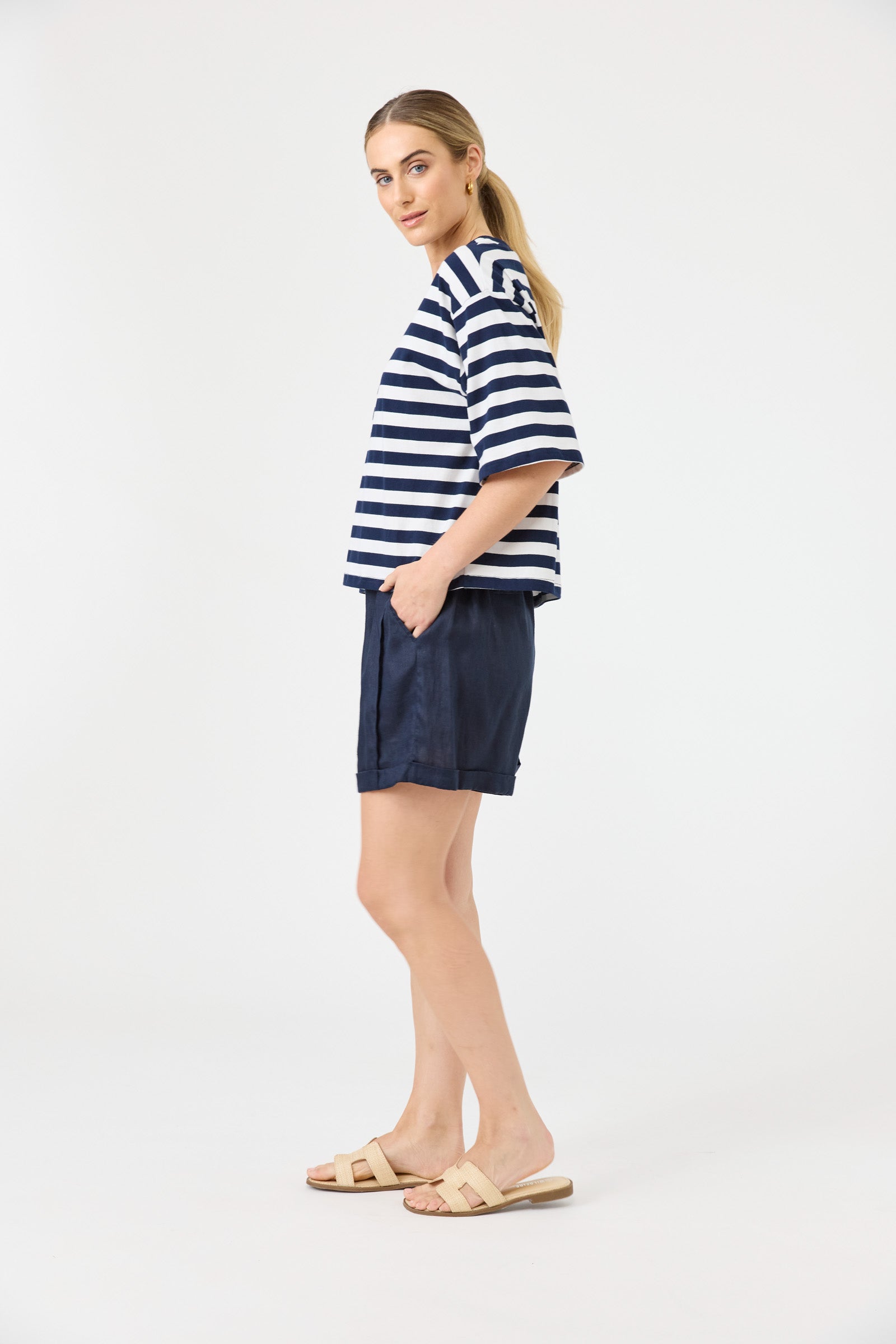 Studio Stripe T-shirt - Navy