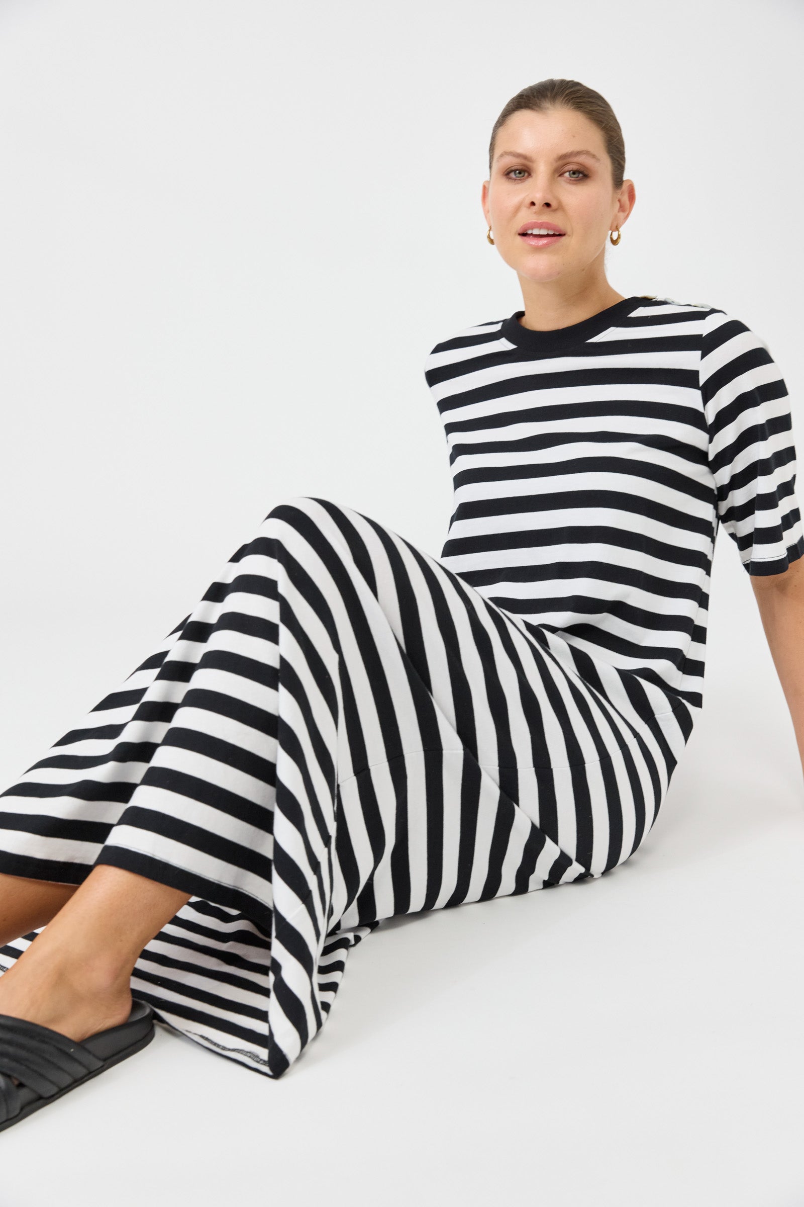 Studio Stripe Dress - Ebony Black