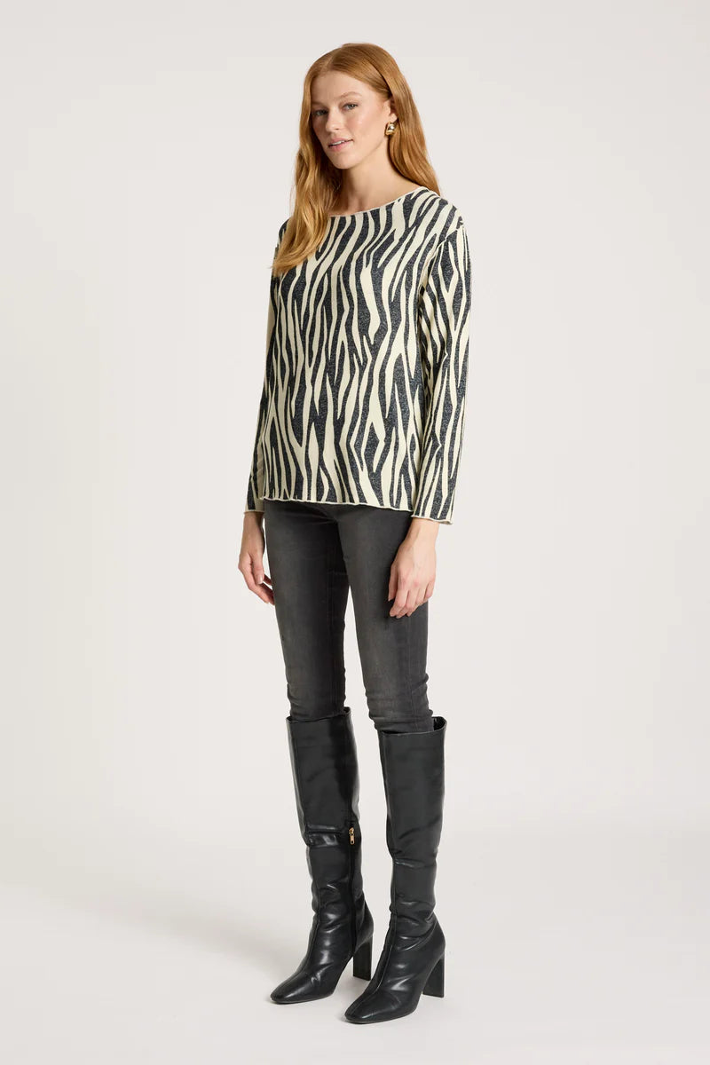 Aria Long Sleeve Top -Savanna Zebra