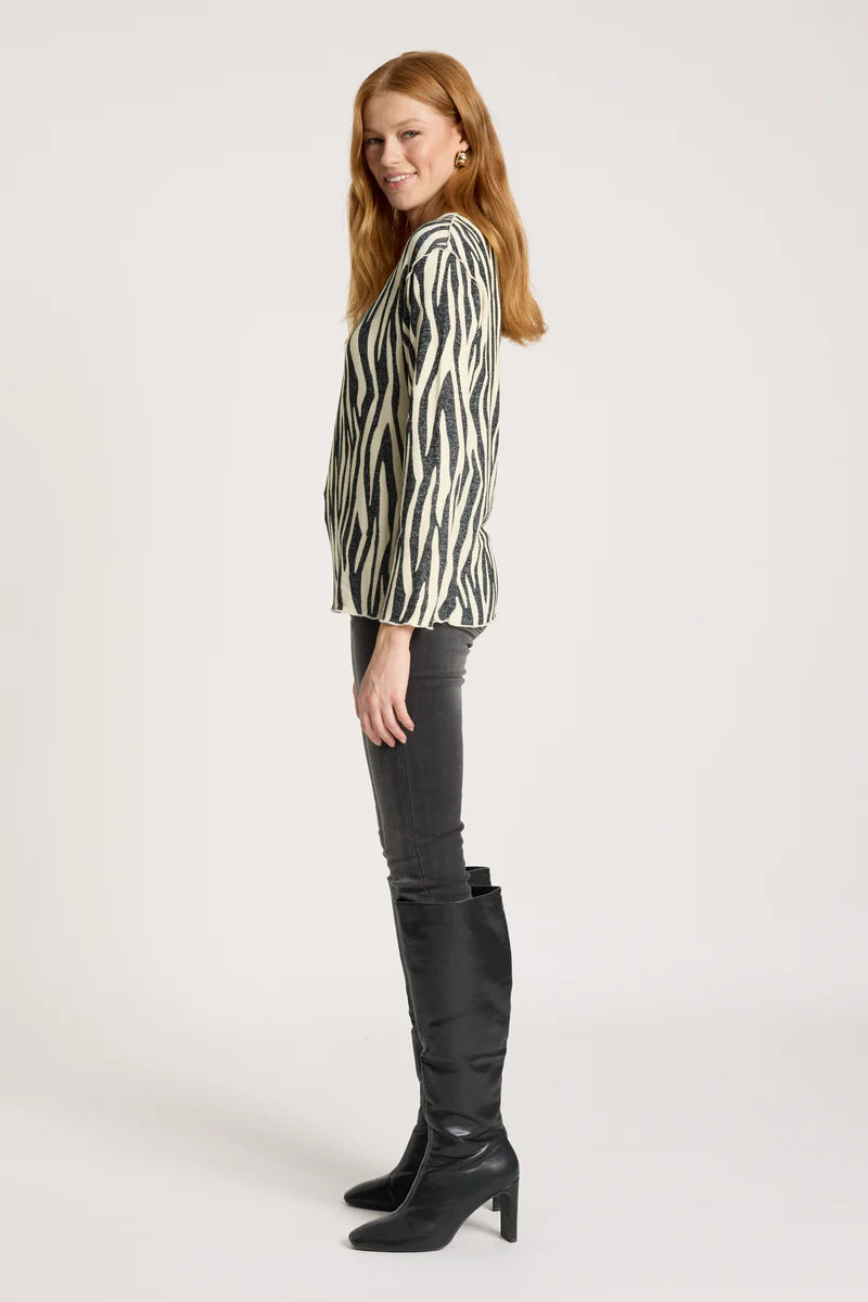 Aria Long Sleeve Top -Savanna Zebra