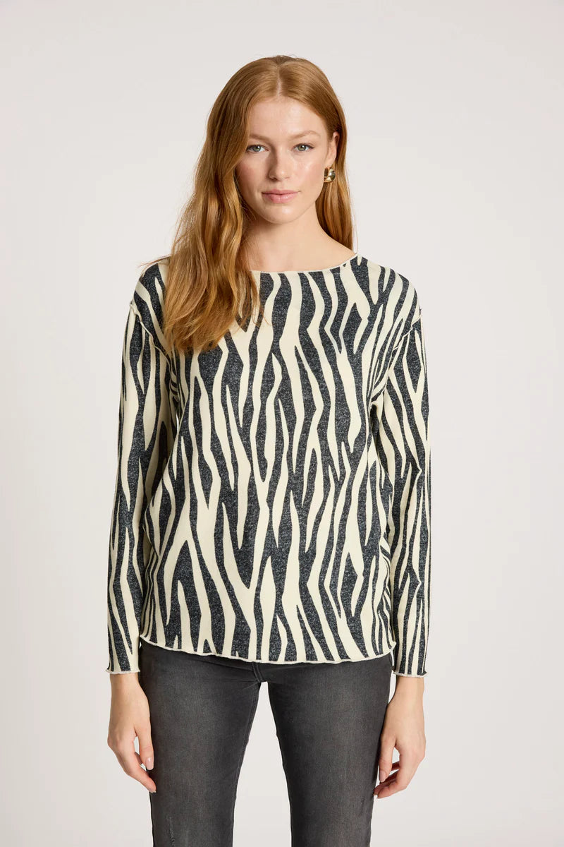 Aria Long Sleeve Top -Savanna Zebra