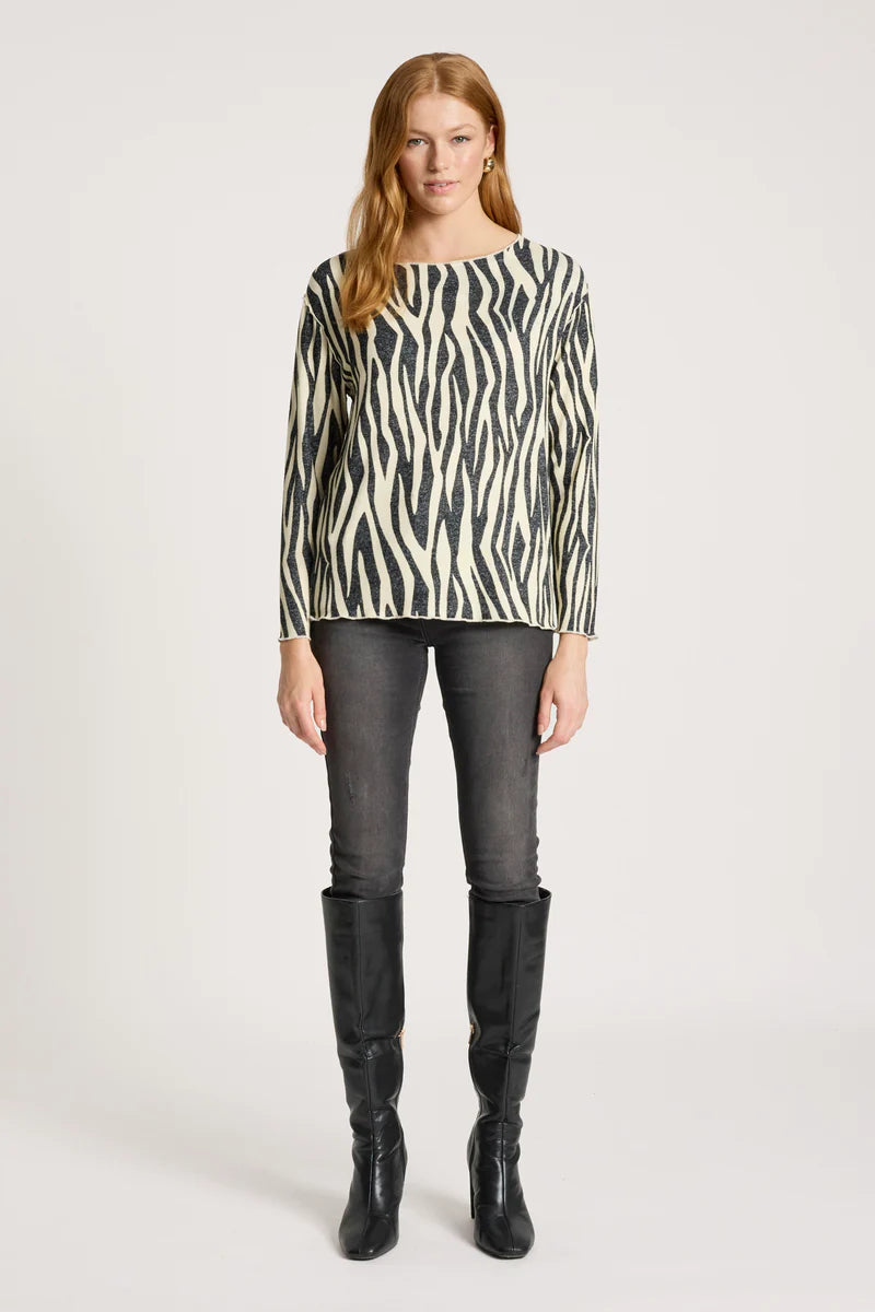 Aria Long Sleeve Top -Savanna Zebra