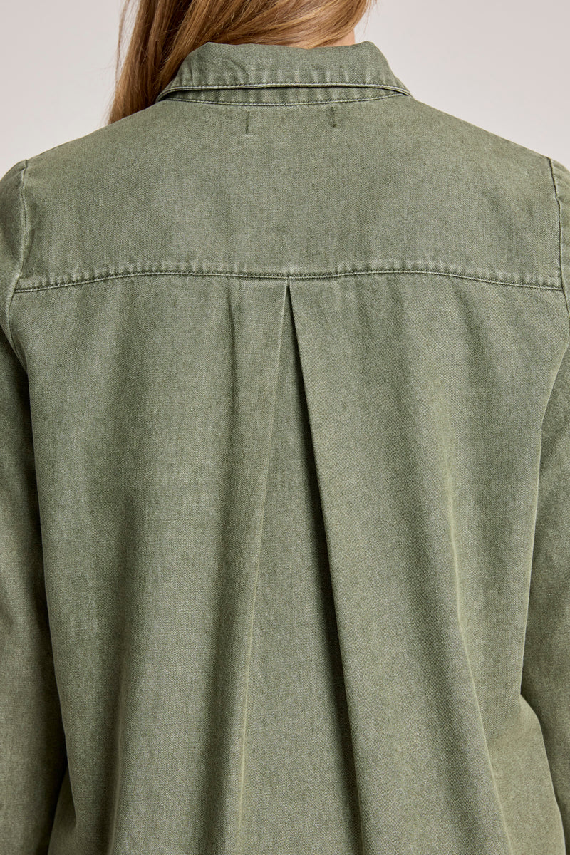 Bodhi Denim Shirt Dress - Olive