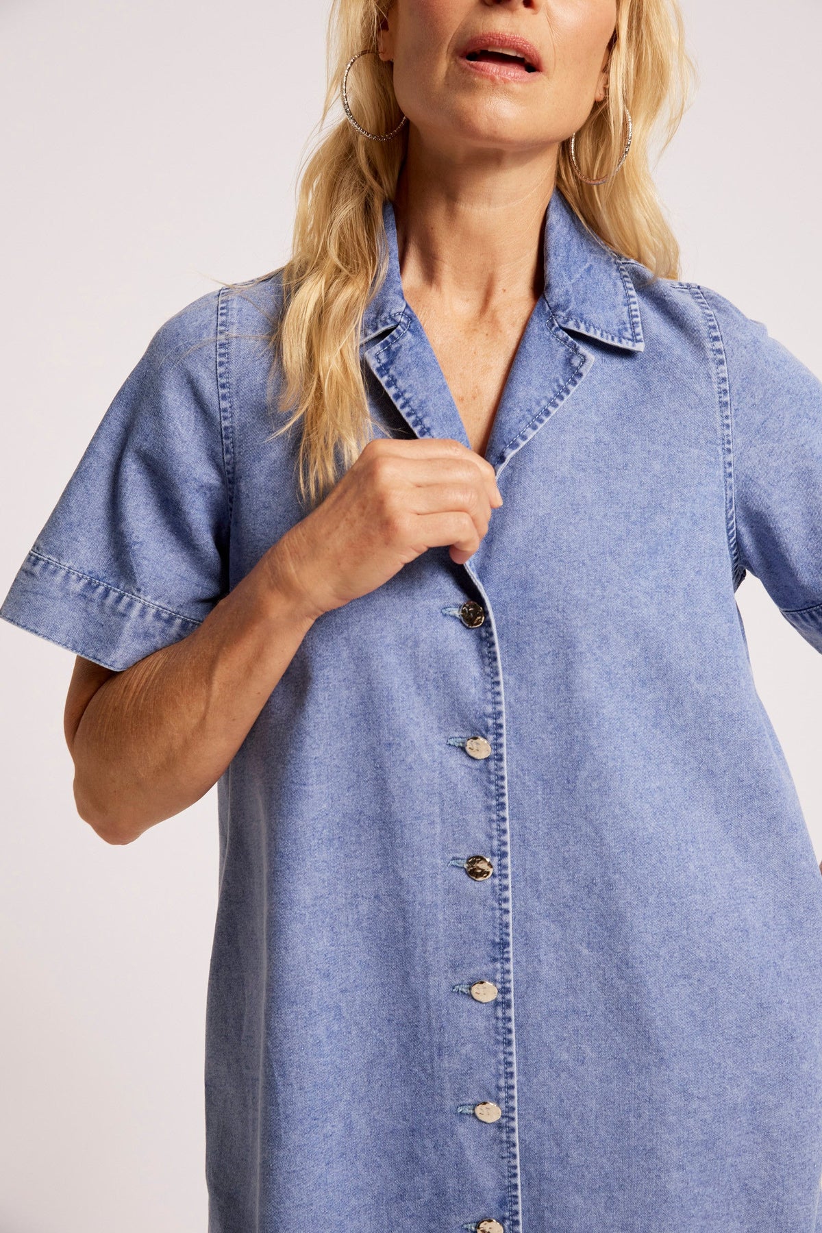 Dusk Denim Shirt Dress - Denim Blue