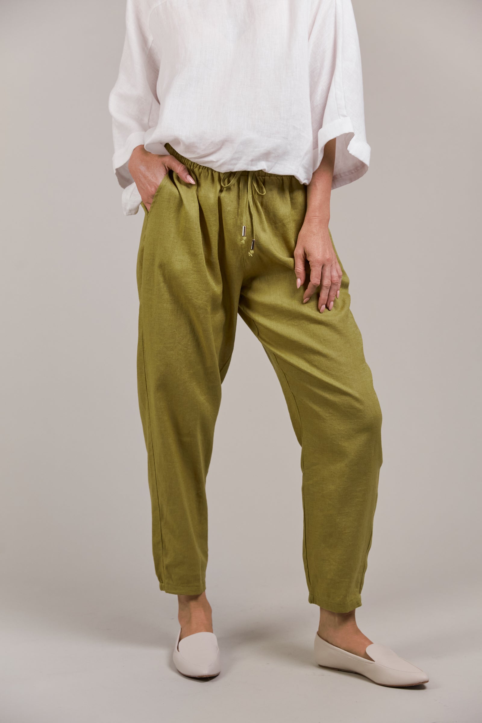 Laax Relaxed Linen Pant - Chartreuse