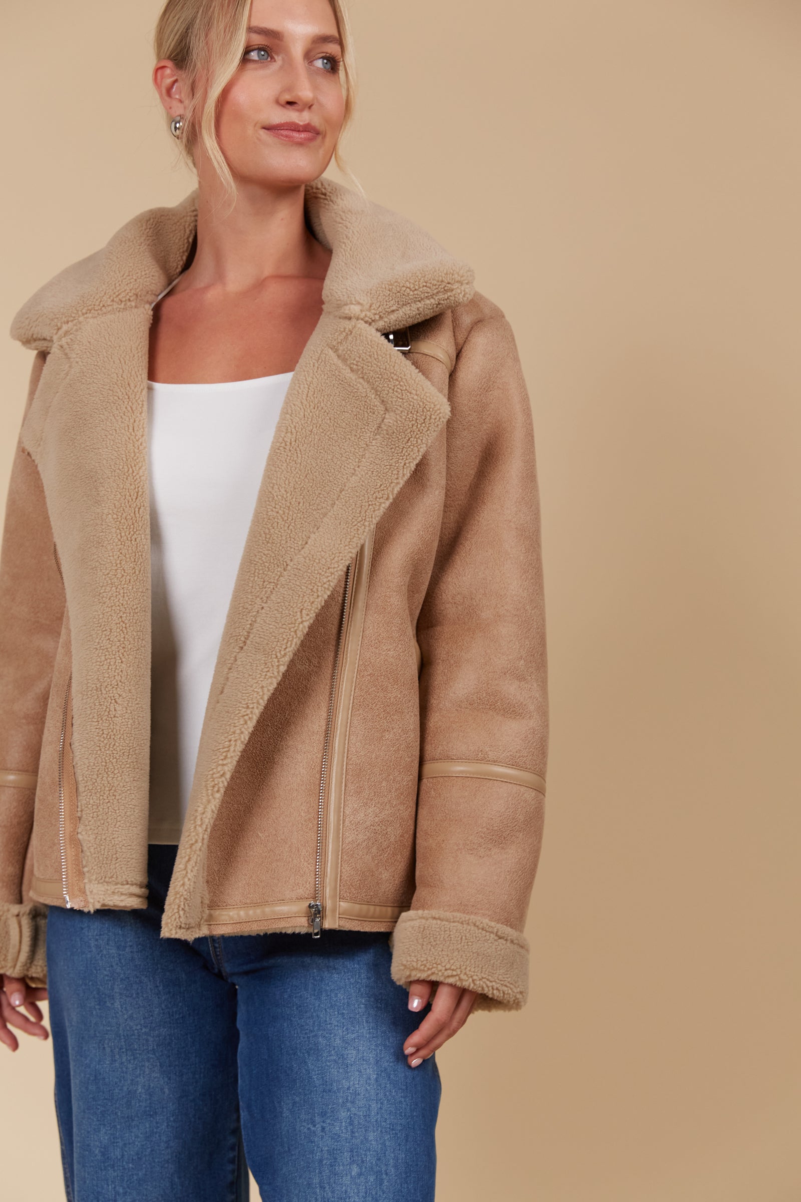 Eris Aviator Jacket - Caramel Tan