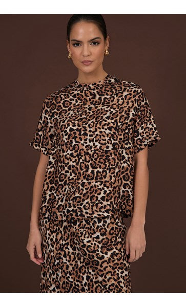 Arden Luxe Leopard Cupro Top