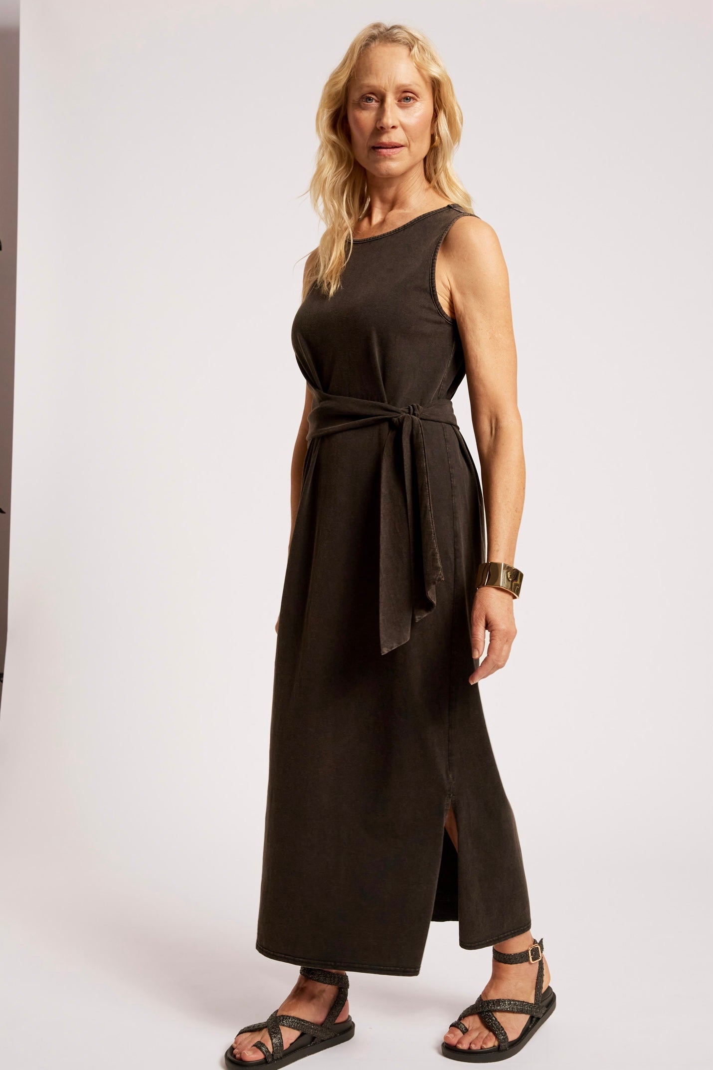 Caldera Wrap Tank Dress - Black Wash