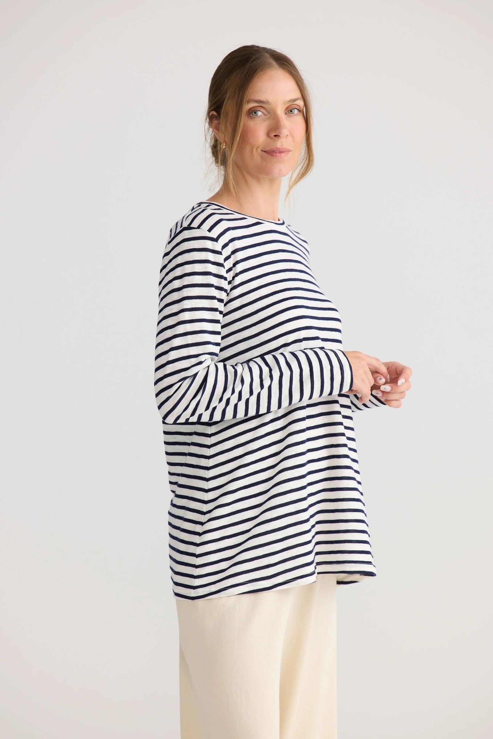Sana LS Top - Navy Stripe