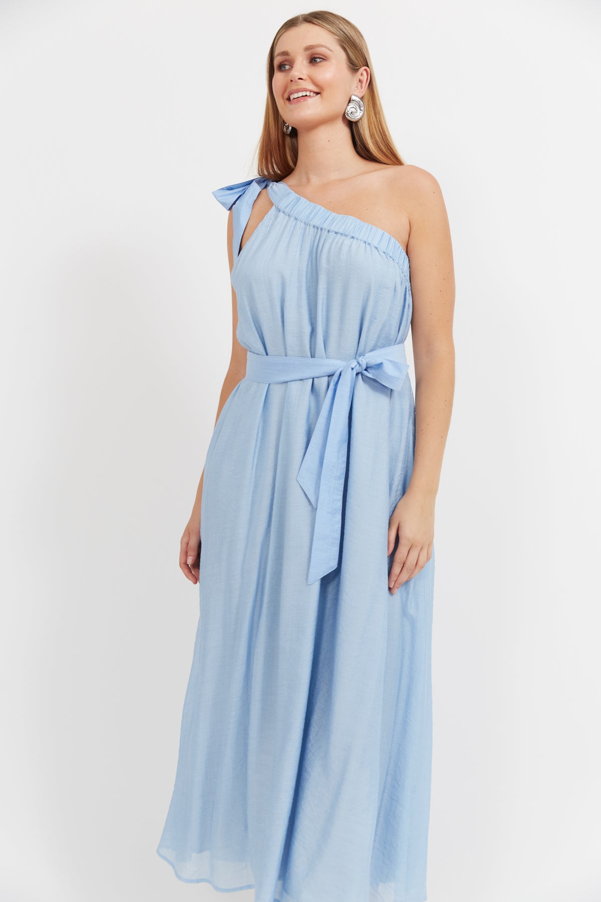 Baja One Shoulder Dress - Safira Blue