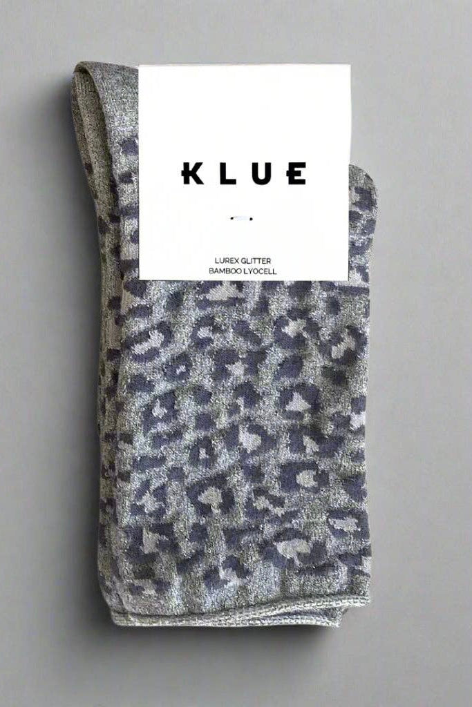 KLUE Glitter Lurex Socks | Leopard Grey