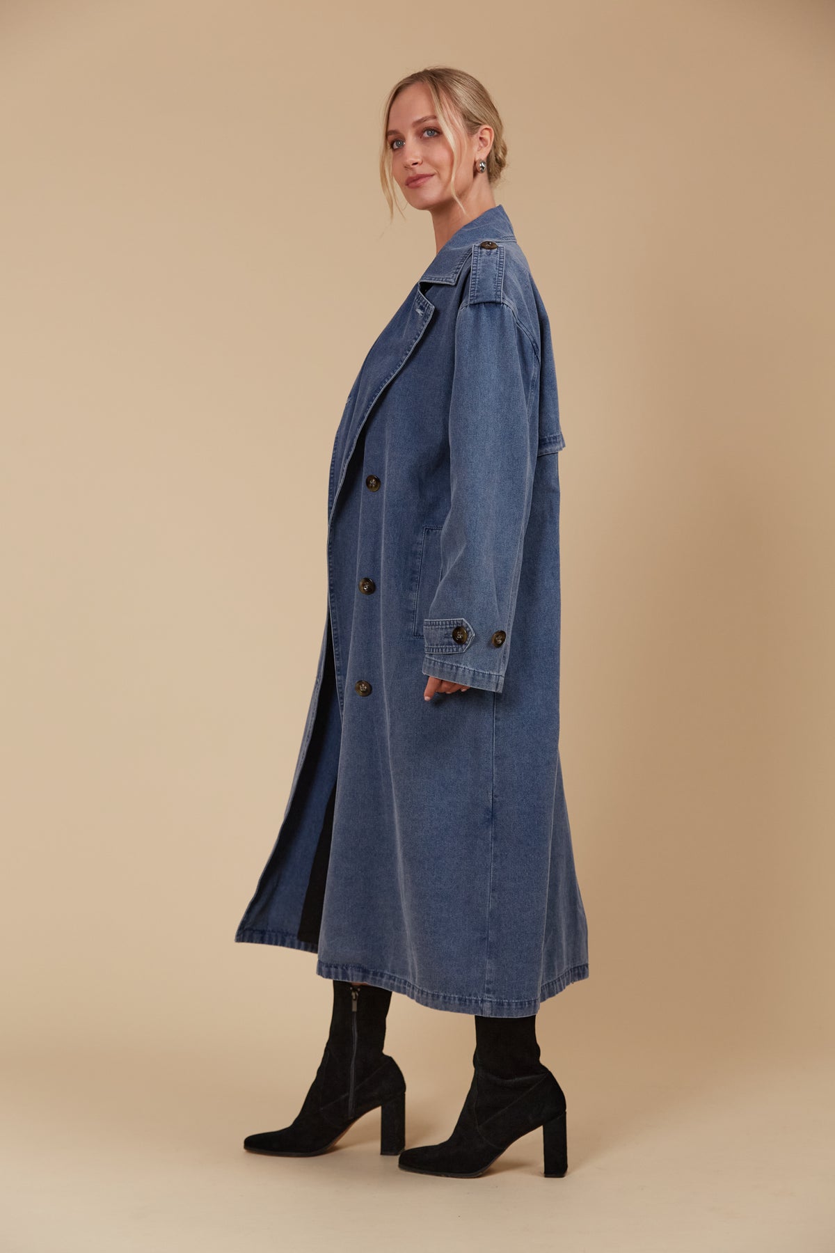 Isle of Mine Freya Trench Spring fashion vintage blue denim trench coat sale 