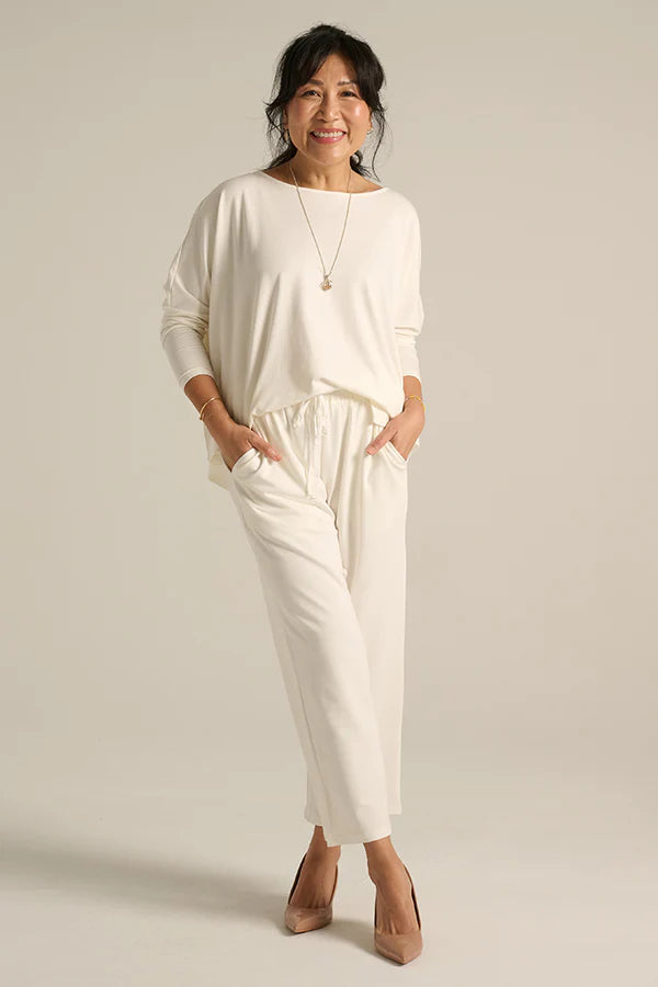 Terry Relaxed Boatneck Top - Soft White