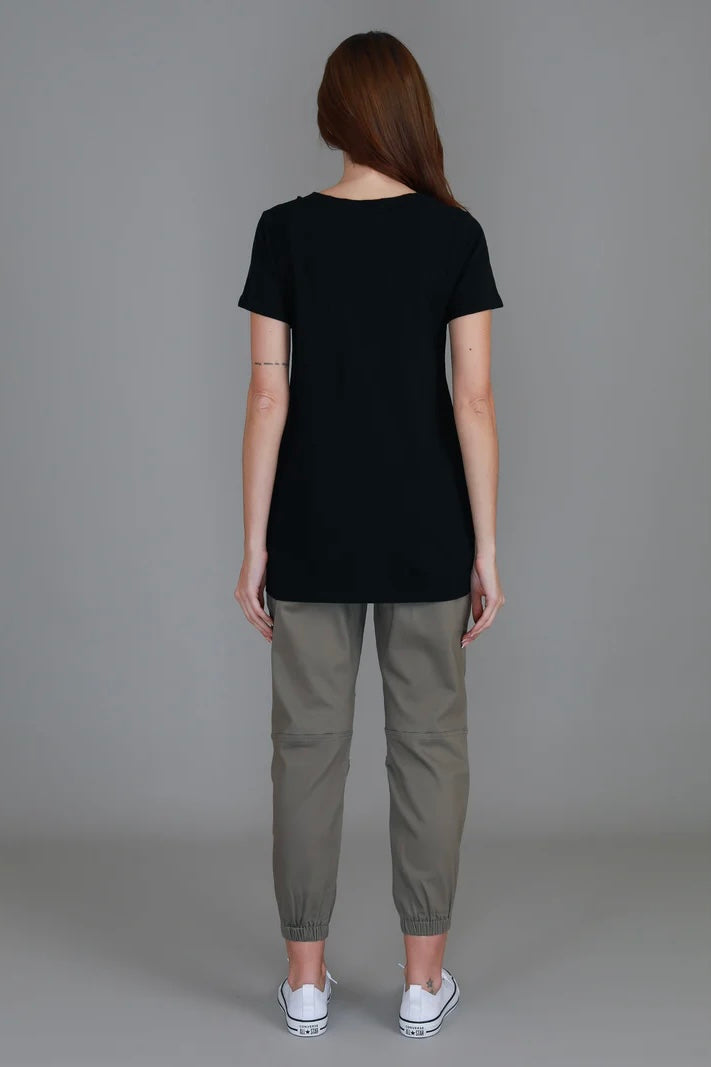 Frankie V Neck Tee - Black
