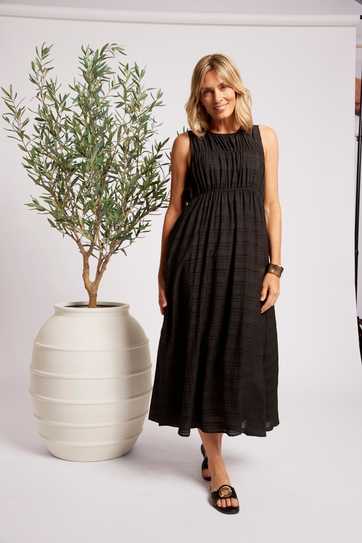 Sovana Ruched Maxi Dress - Black